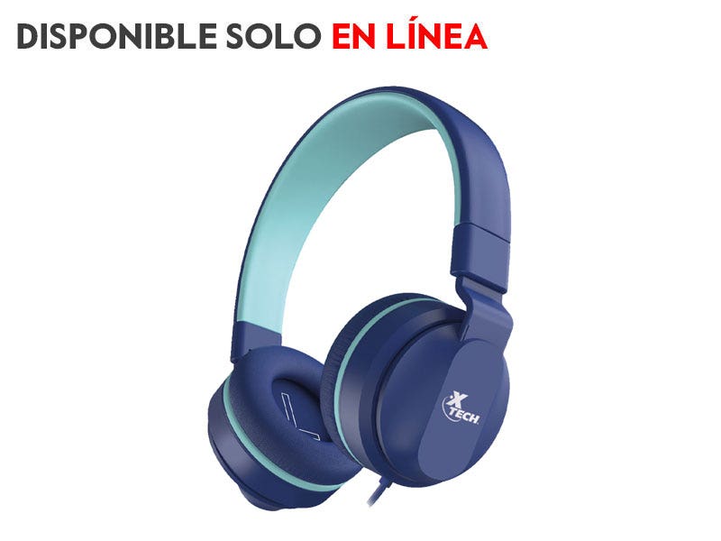 Audífonos Xtech Avid On-Ear Alámbricos con Micrófono y Tecnología de Limitación de Volumen (Azul)